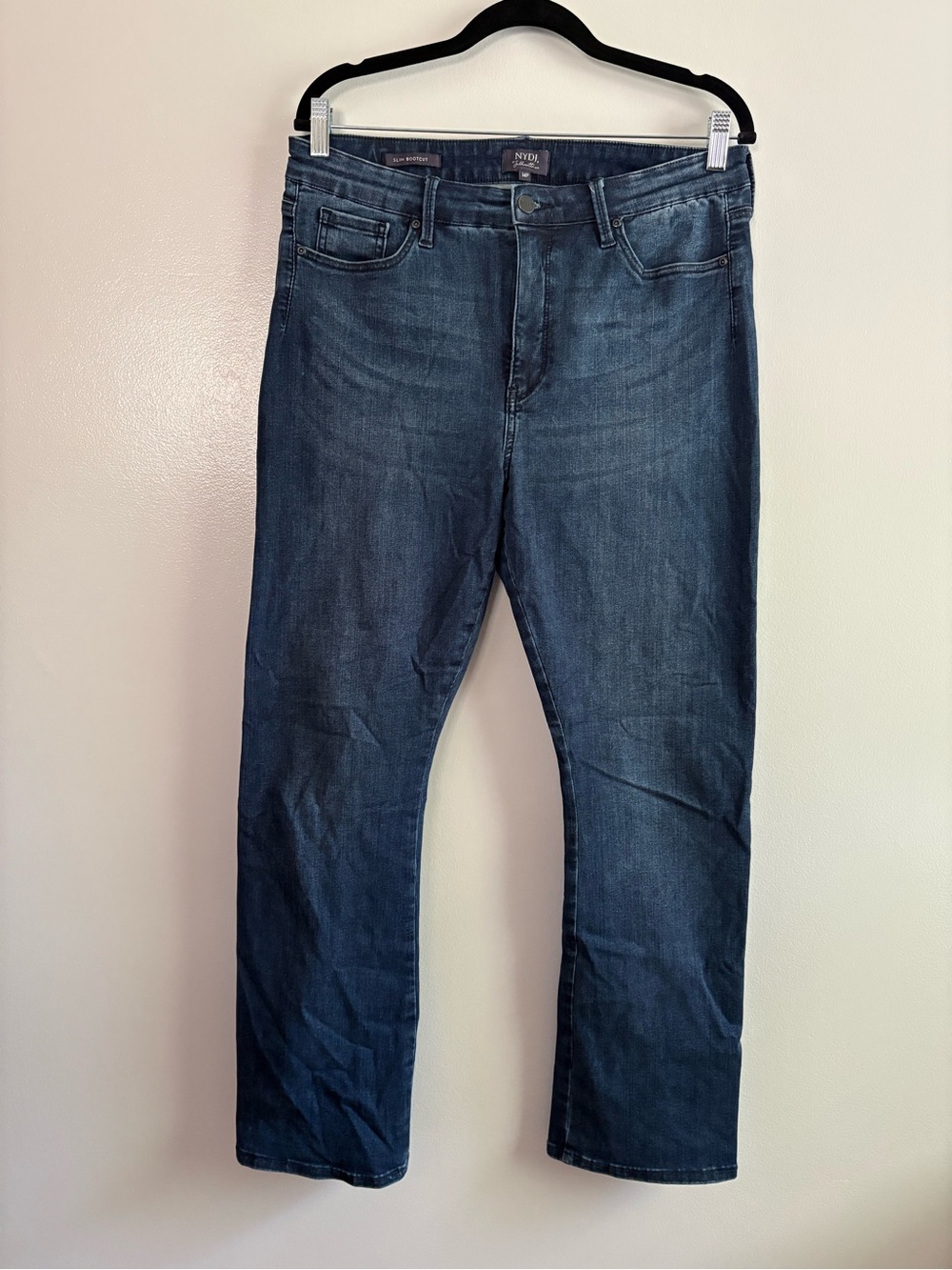 NYDJ Le Silhouette High Rise Slim Bootcut Jeans Dark Wash Blue Size 14P Petite
